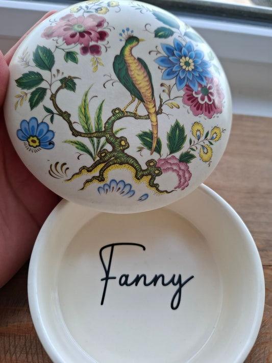 'Fanny Flaps' Upcycled Floral Birdy Trinket Pot