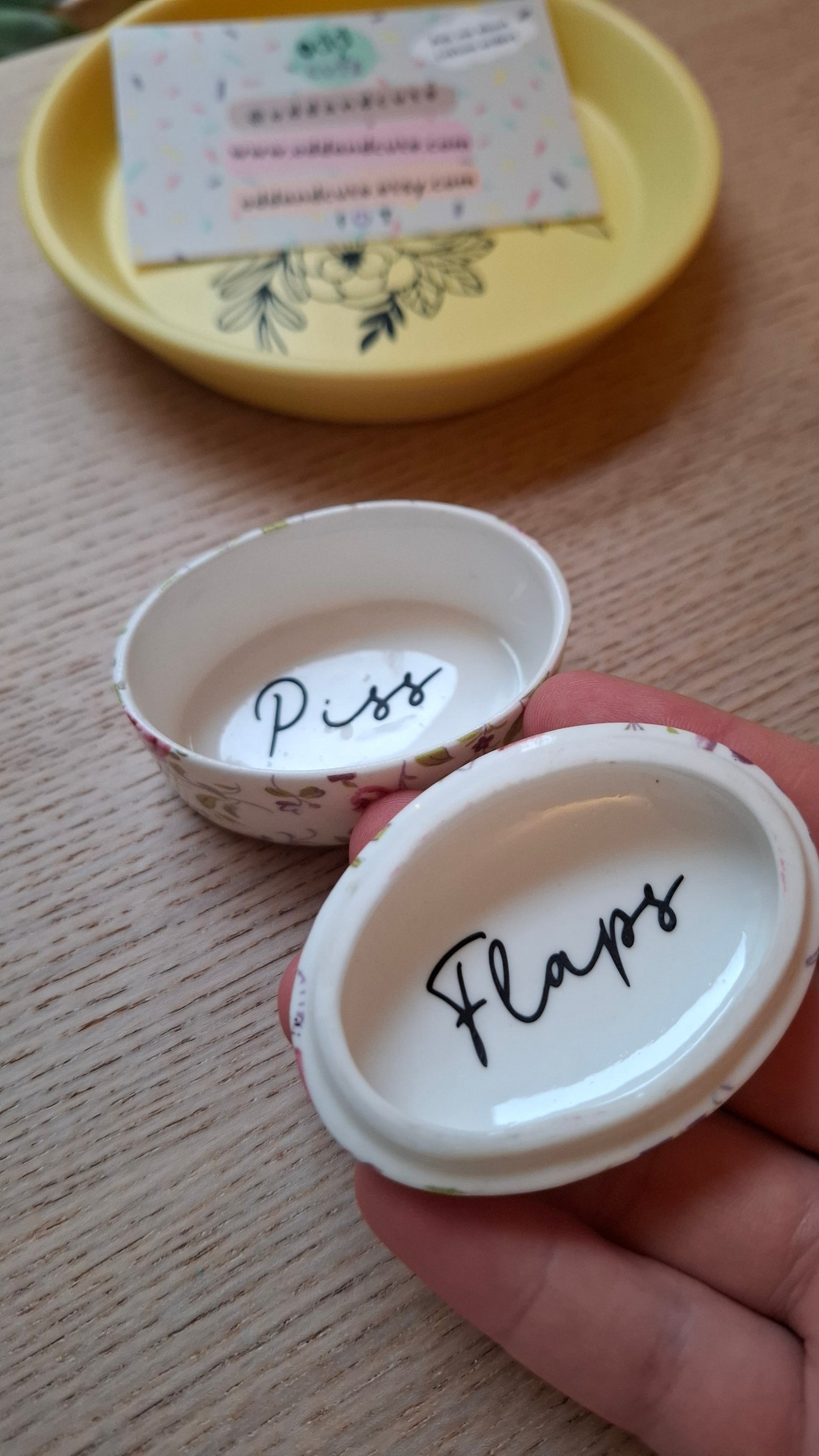 'Piss Flaps' Upcycled Small Oval Shaped Trinket Pot