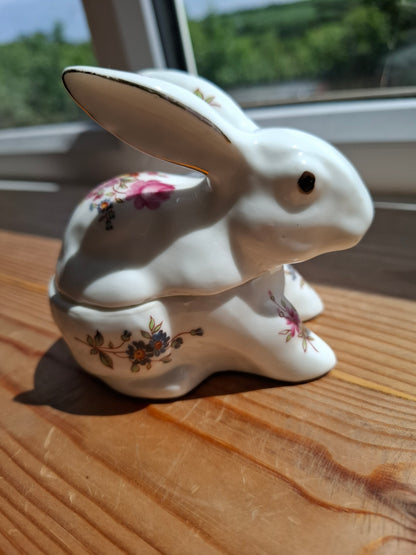 'Cunt' Upcycled White Floral Rabbit Trinket Pot