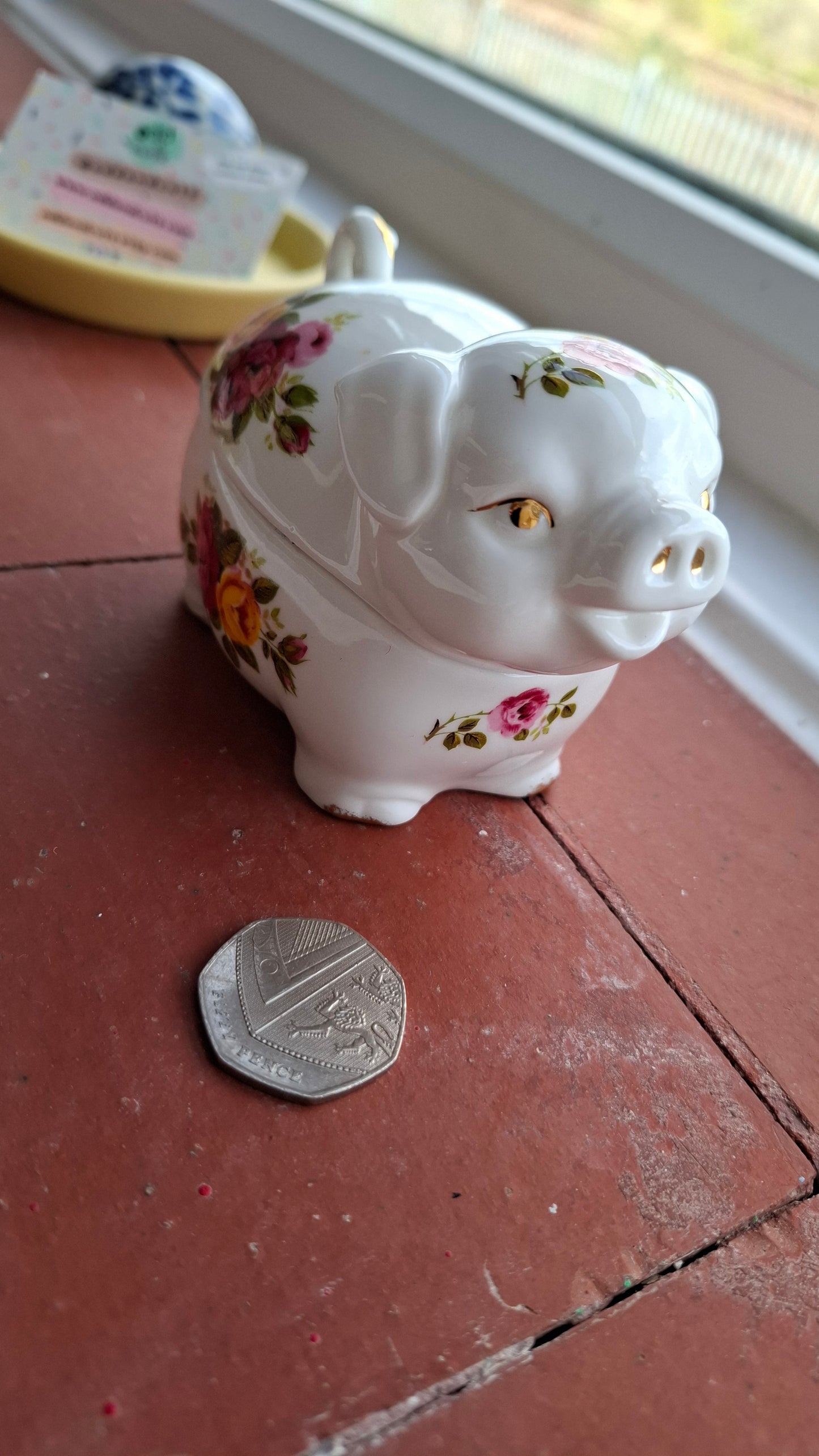 'Cunt' Upcycled White And Floral Pig Trinket Pot