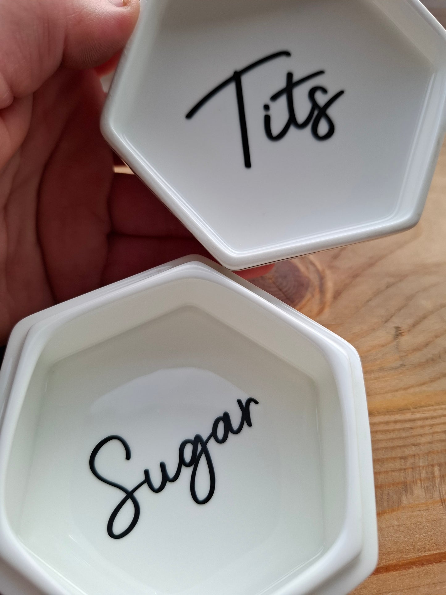 'Sugar Tits' Upcycled Shiny Floral Trinket Pot