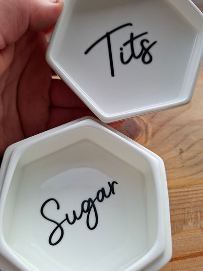 'Sugar Tits' Upcycled Shiny Floral Trinket Pot