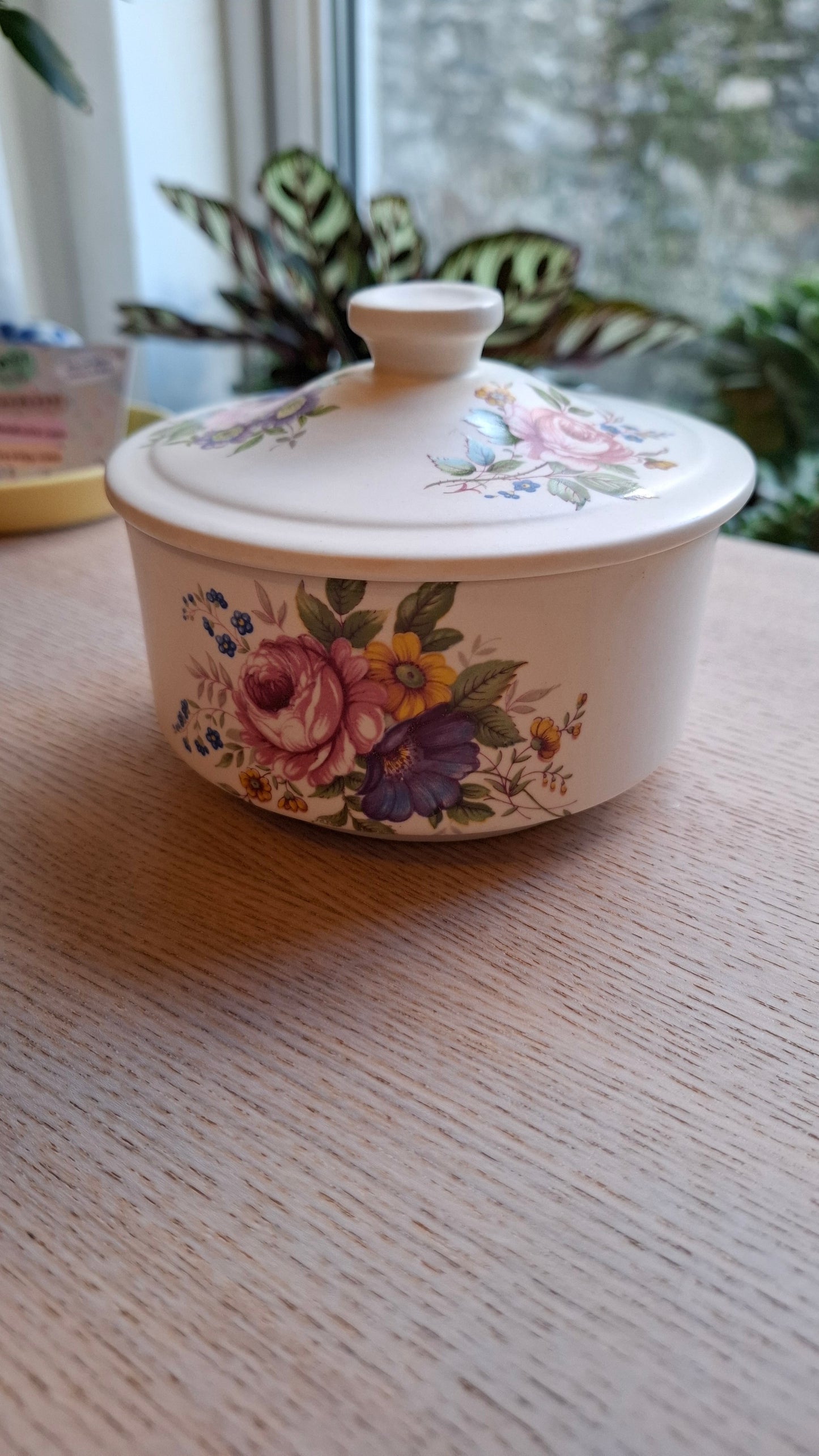'Beef Curtains' Upcycled Large Pretty Floral Trinket Pot