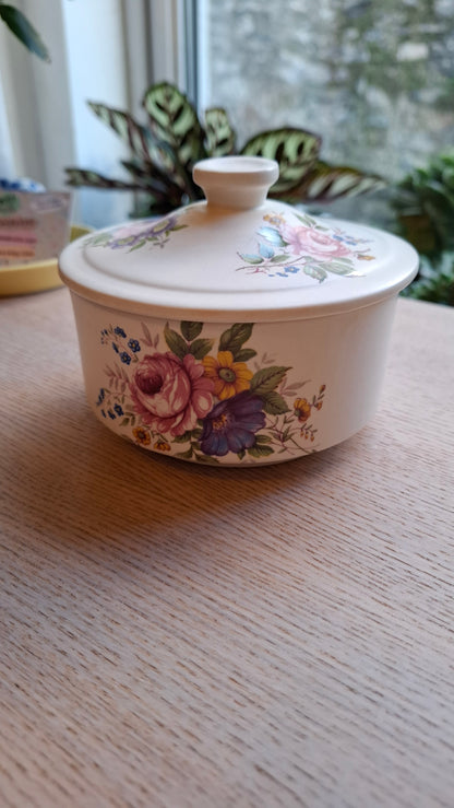 'Beef Curtains' Upcycled Large Pretty Floral Trinket Pot