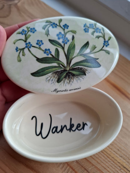 'Wanker' Upcycled Oval Flower Trinket Pot