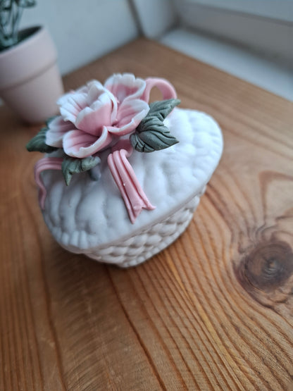 'Cunt' Upcycled Heart Shaped Pink Rose Trinket Pot