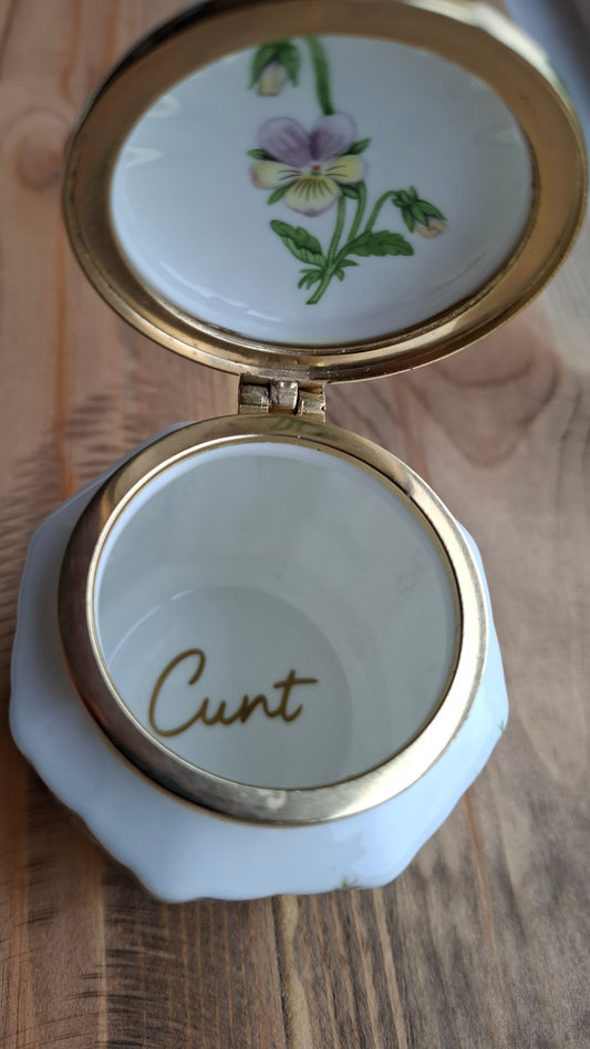 'Cunt' Upcycled Pretty Aynsley Trinket Pot
