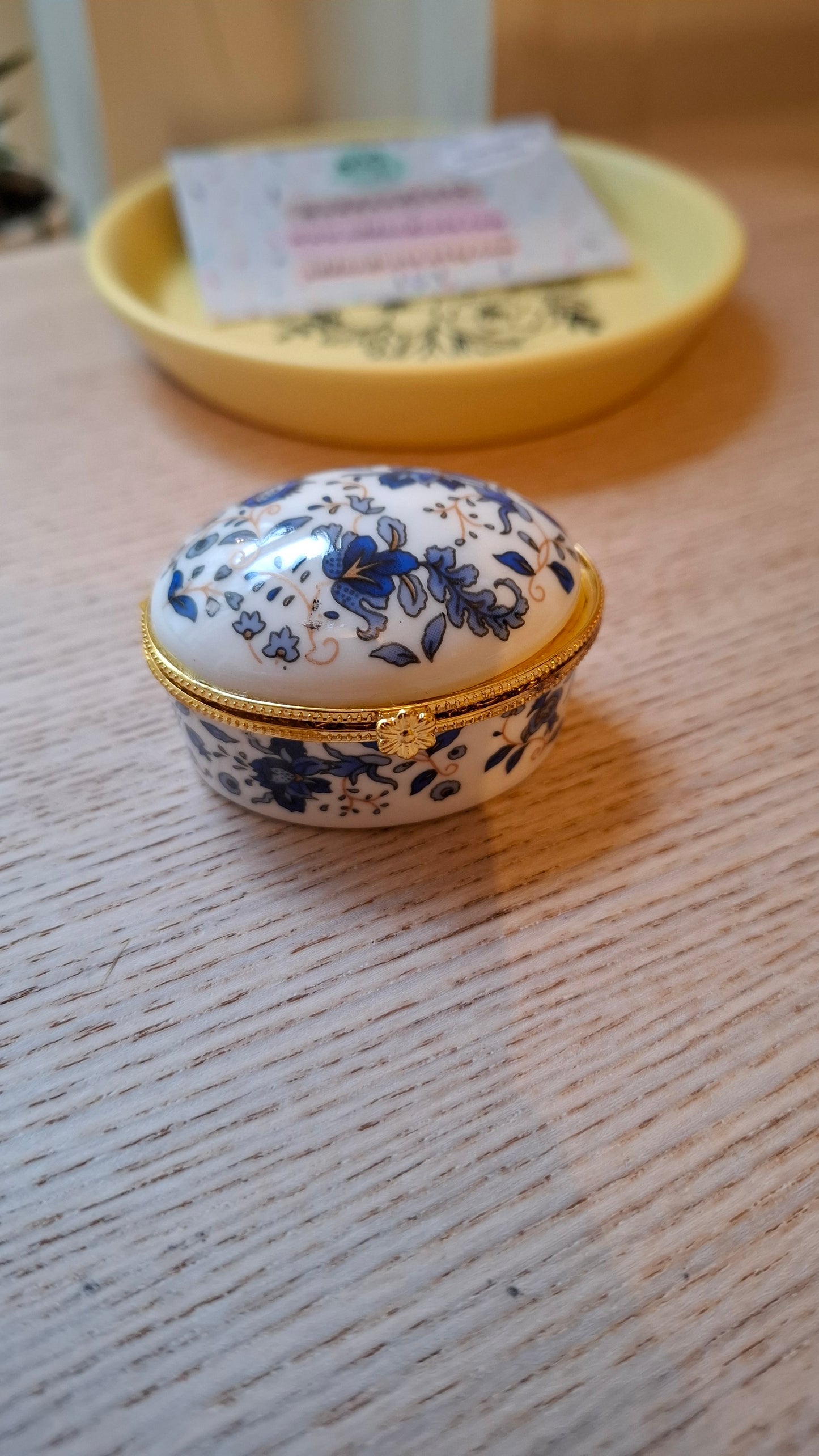 'Cunt' Upcycled Mini Trinket/Pill Pot Blue & White Floral