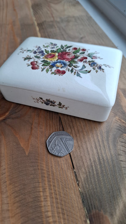 'Bollocks' Floral Rectangular Trinket Pot (CHEAPER DUE TO CRACKLE/STAINING)