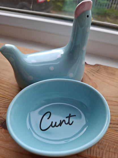 'Cunt' Upcycled Blue Chicken Trinket Pot