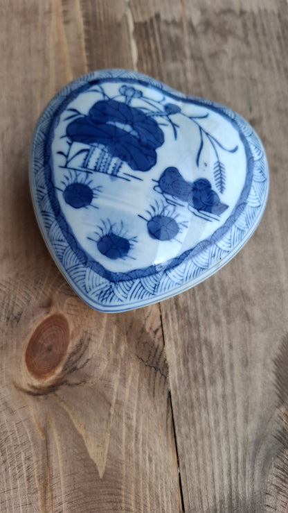 'Queen Cunt' Upcycled Large Pretty Blue/White Heart Trinket Pot