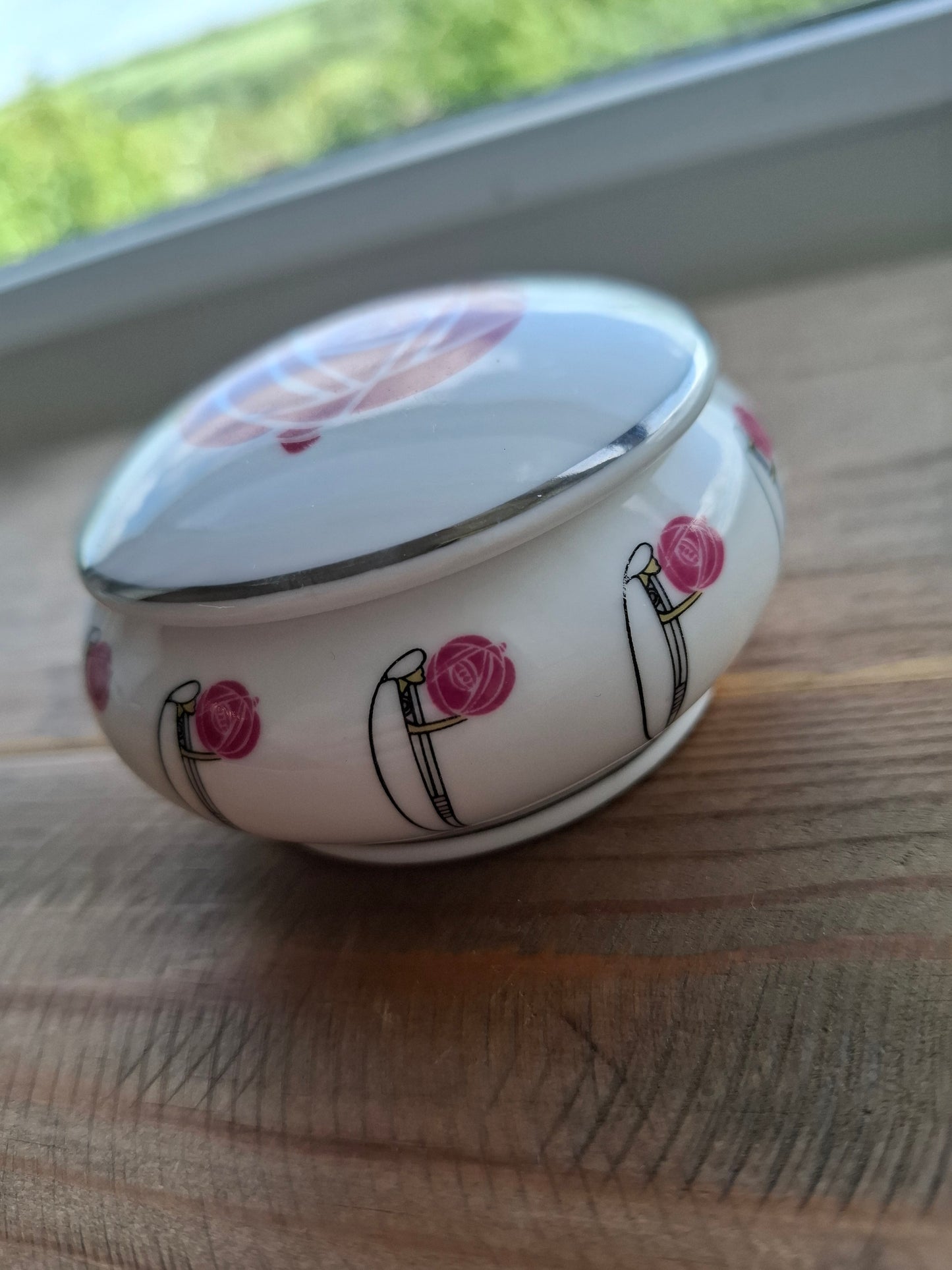 'Slag' Upcycled Pink Art Nouveau Style Rose Trinket Pot