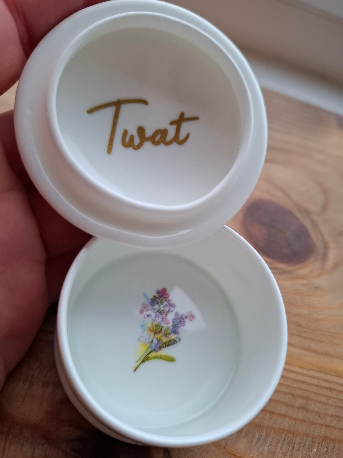 'Twat' Upcycled Small Round Bouquet Trinket Pot