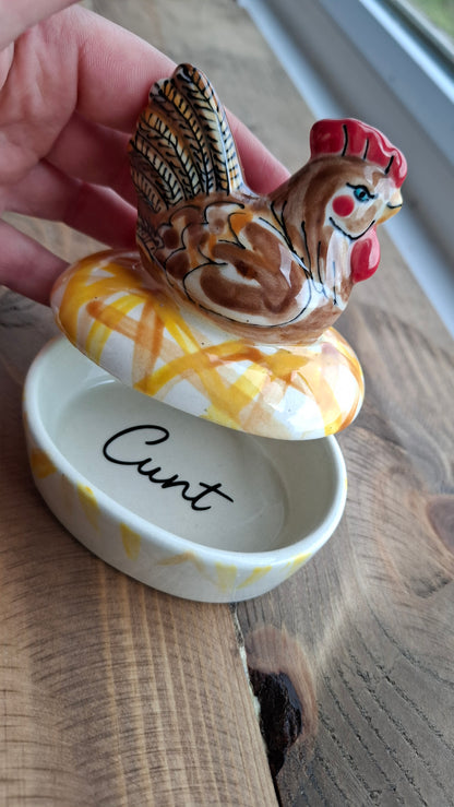 'Cunt' Upcycled Chicken Trinket Pot