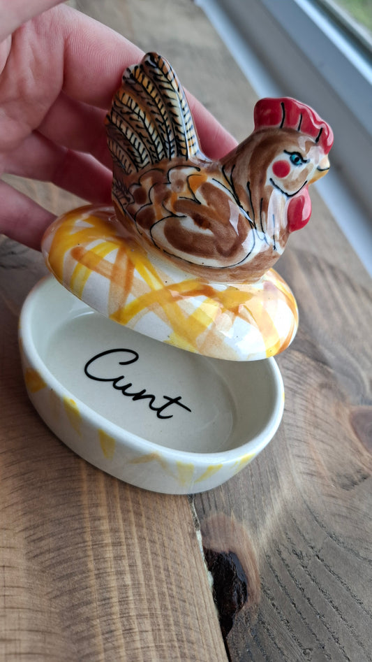 'Cunt' Upcycled Chicken Trinket Pot