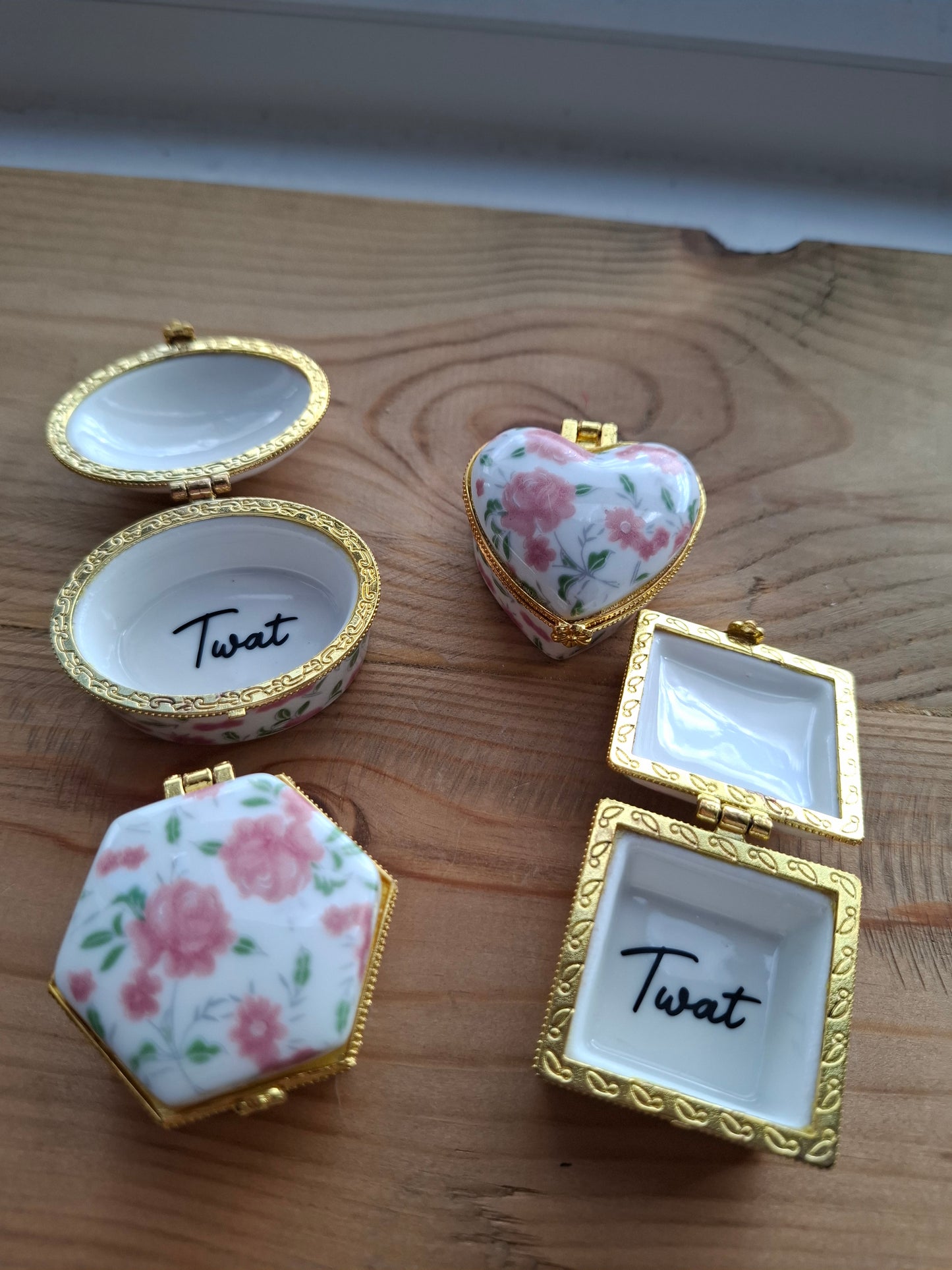 'Twat' Upcycled Mini Trinket/Pill Pot Pink Floral