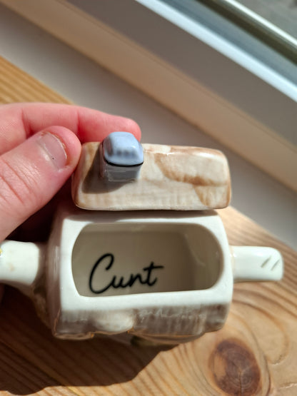 'Cunt' Upcycled Little Cottage Teapot Trinket Pot