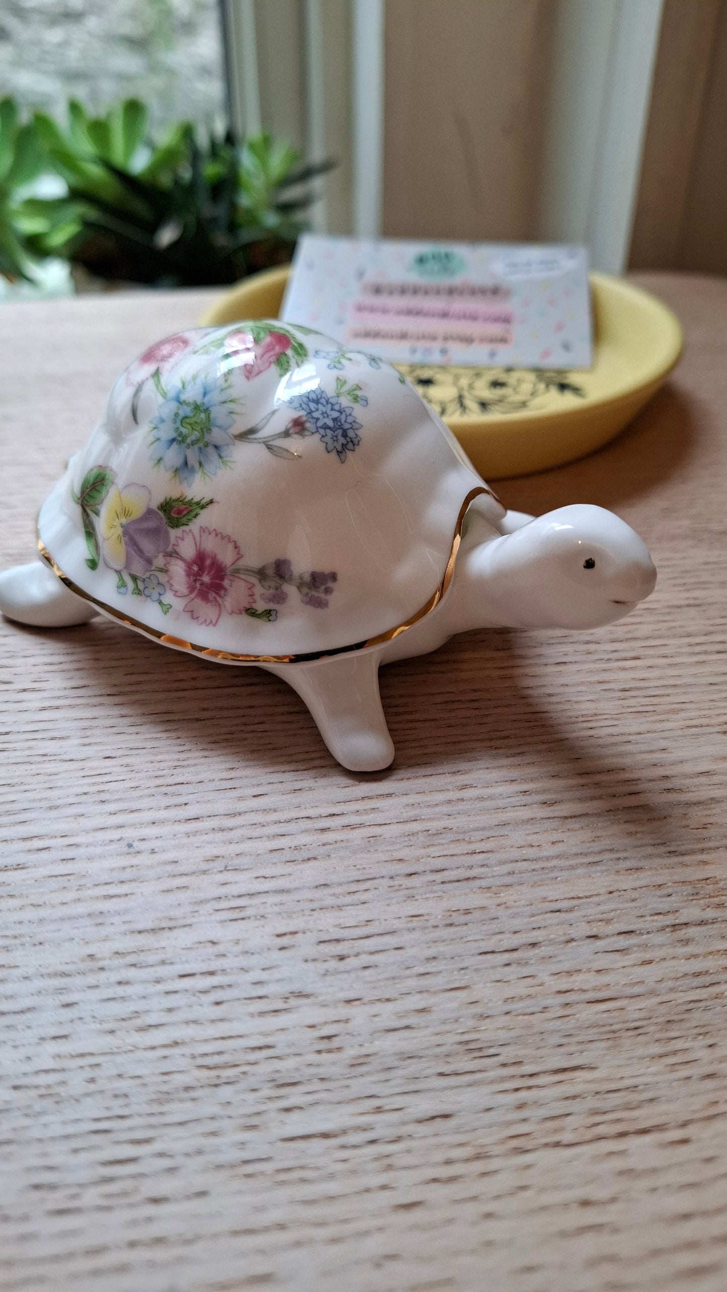 'Minge' Pretty Floral Tortoise Upcycled Trinket Pot