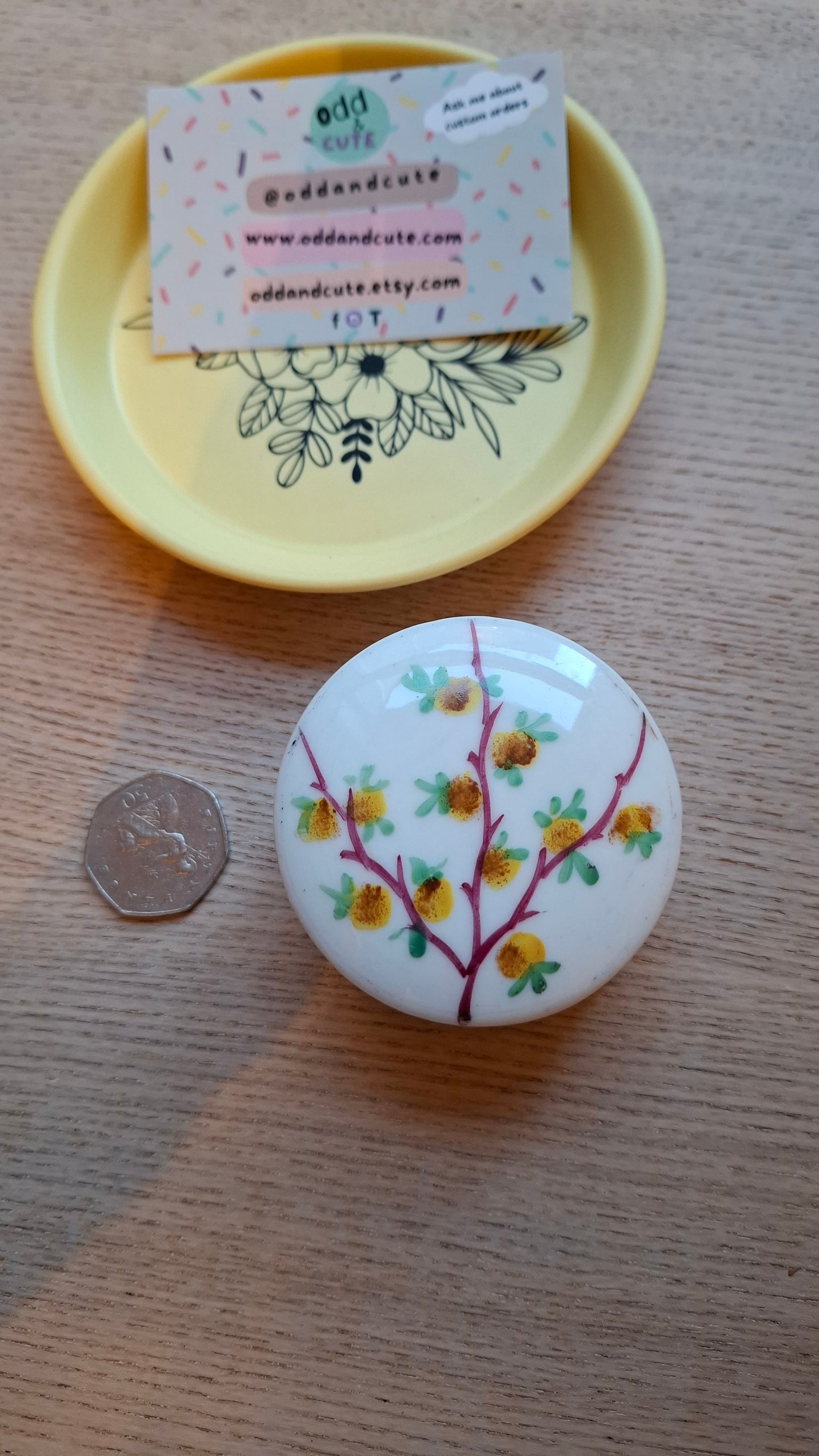 'Bum Hole' Upcycled White Trinket Pot With A Lemon Tree