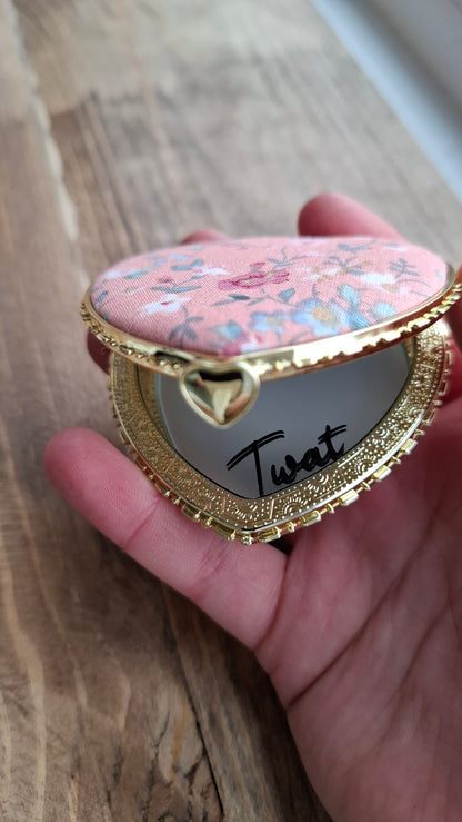 'Twat' Compact Mirror Heart Shaped