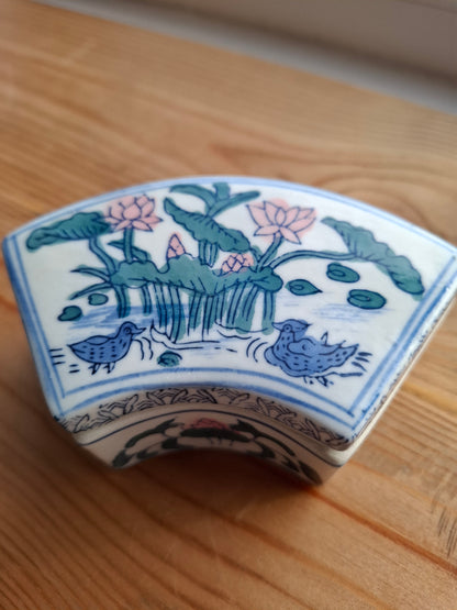 'Fanny Flaps' Upcycled Pretty Birds & Pond Scenery Trinket Pot