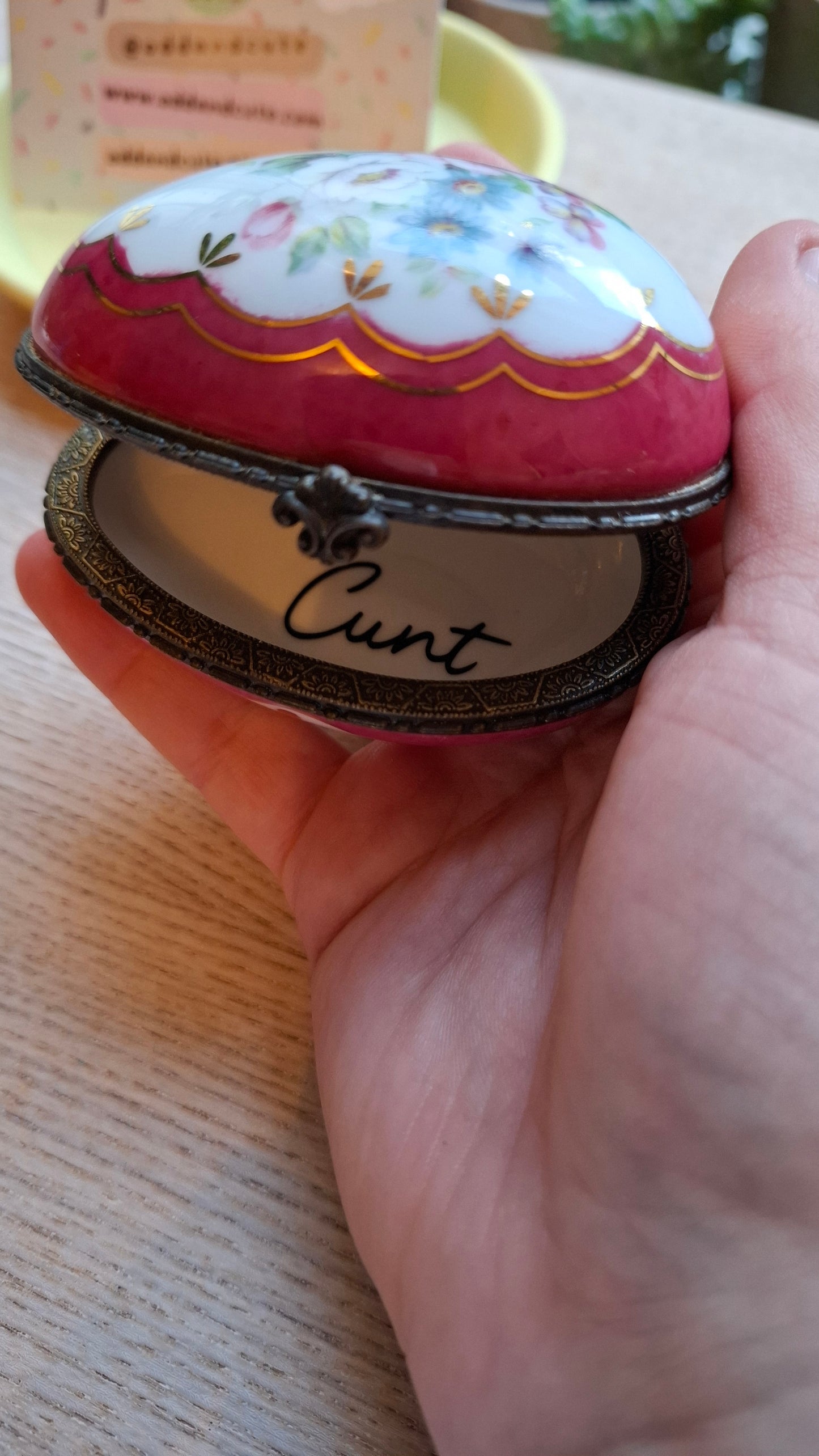 'Cunt' Upcycled Fancy Pink Egg Trinket Pot