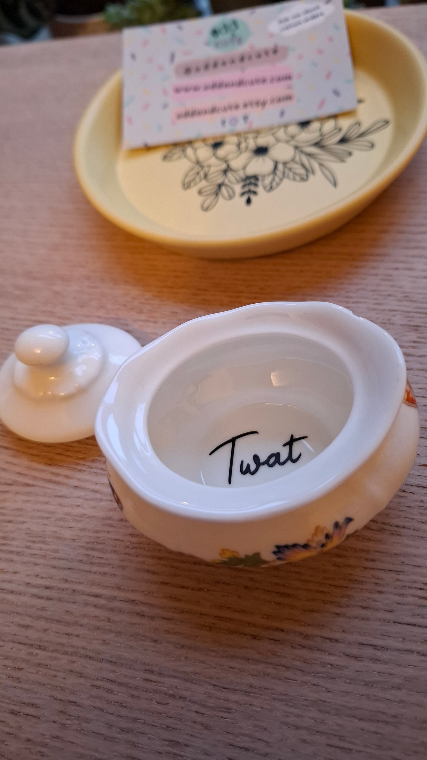 'Twat' Upcycled Aynsley Cute Pot With Lid