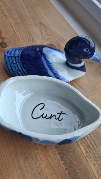 'Cunt' Upcycled Blue Duck Trinket Pot