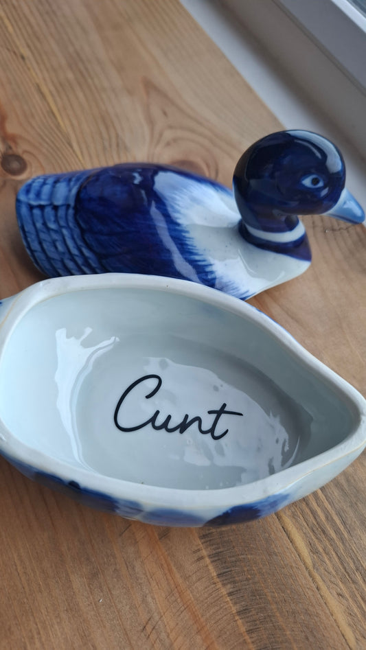 'Cunt' Upcycled Blue Duck Trinket Pot