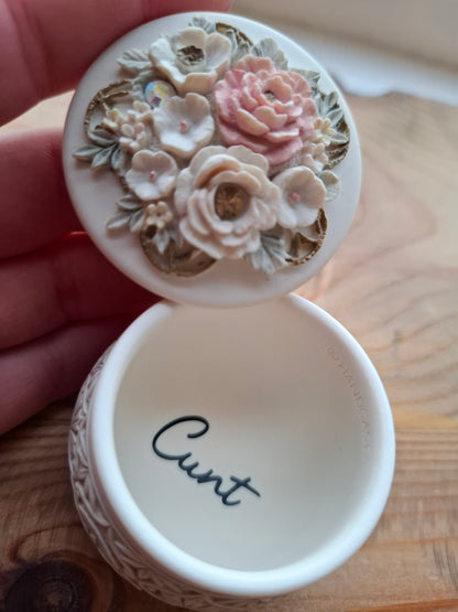 'Cunt' Upcycled Delicate Cream Trinket Pot