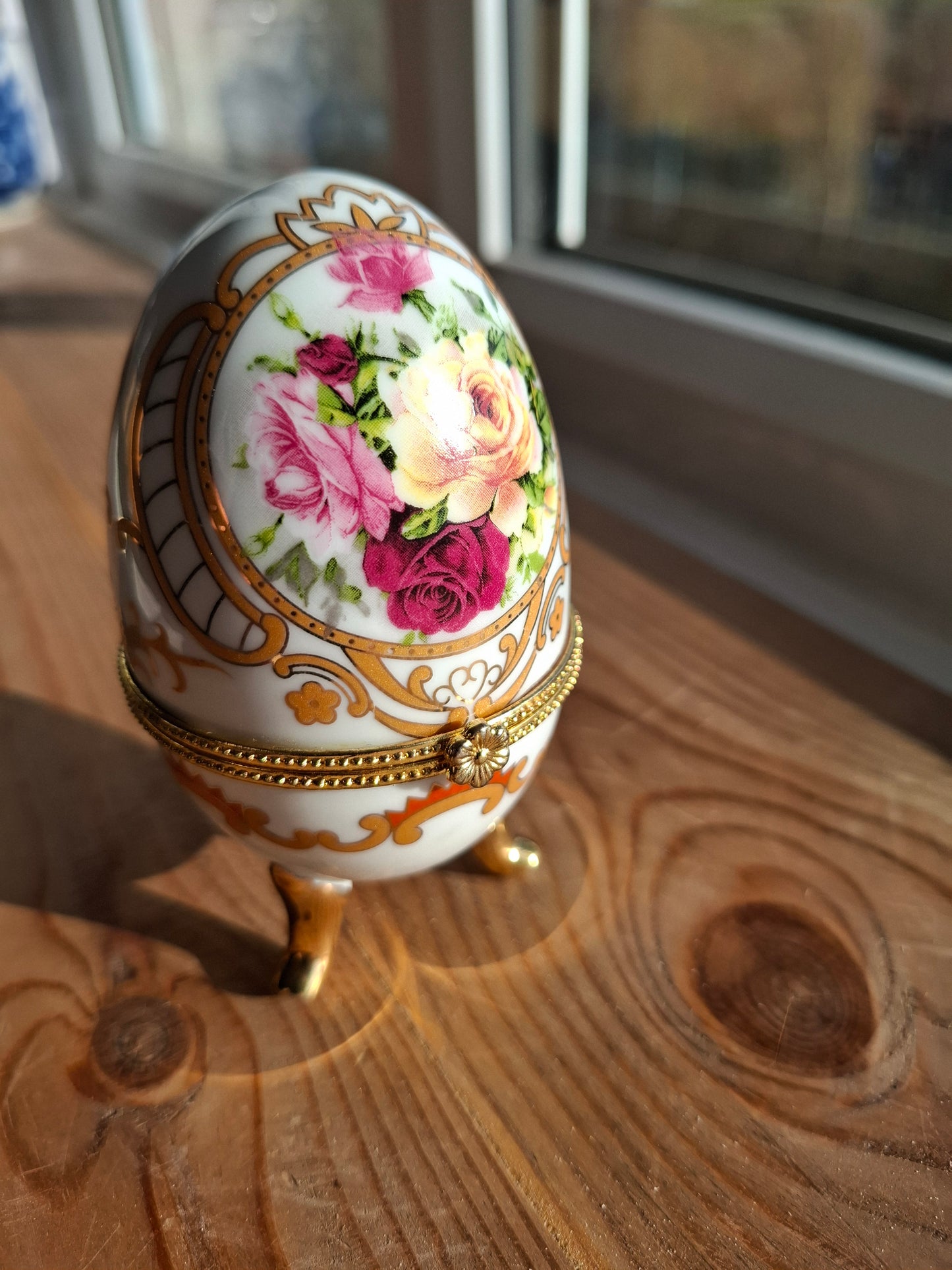 'Cunt' Upcycled White/Gold Fancy Egg Trinket Pot With Legs