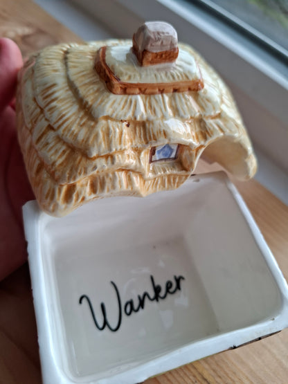 'Wanker' Upcycled Cottage House Ceramic Pot