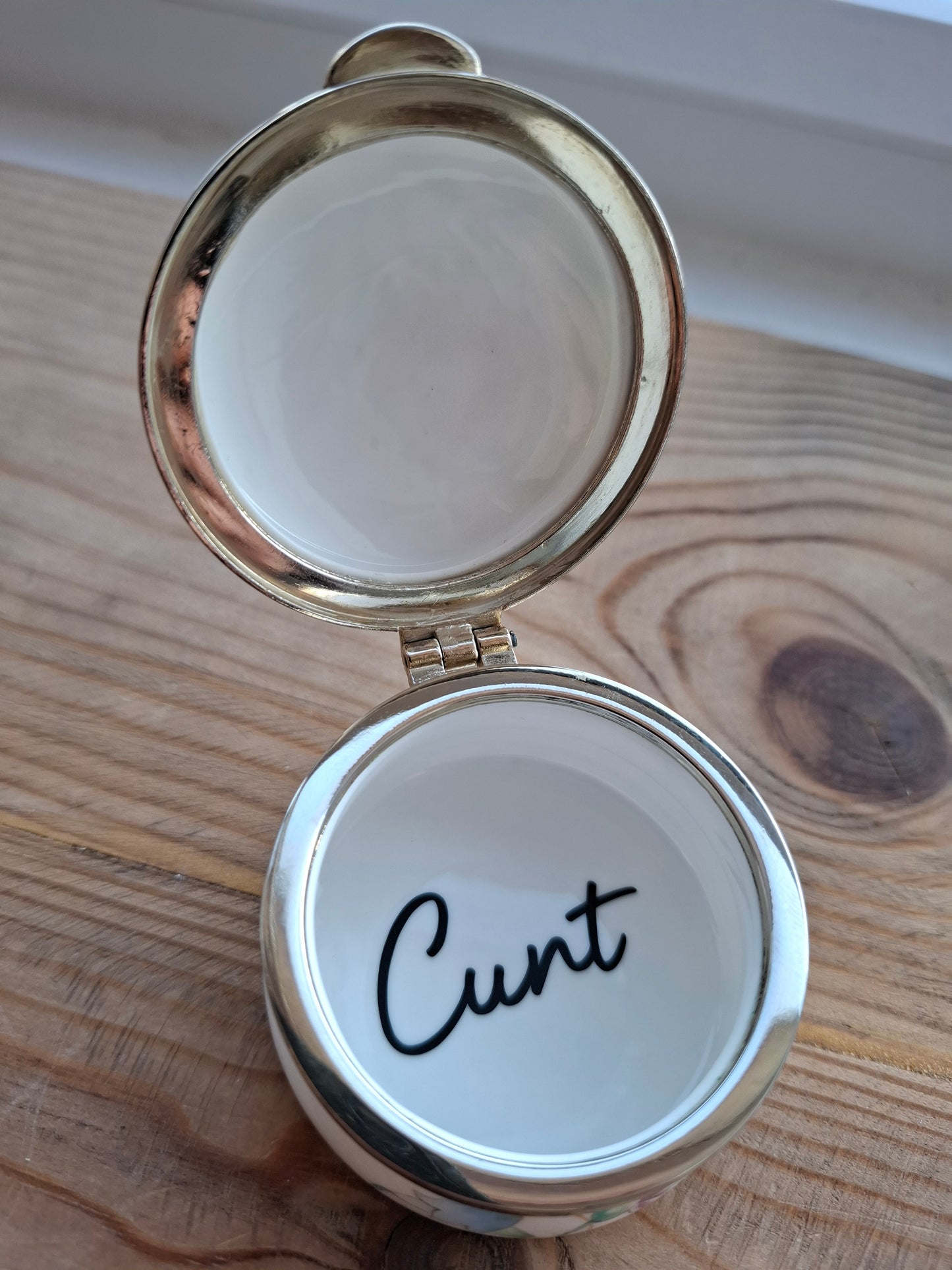 'Cunt' Upcycled Pastely Floral Trinket Pot With Clasp