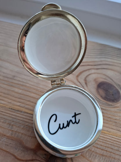 'Cunt' Upcycled Pastely Floral Trinket Pot With Clasp