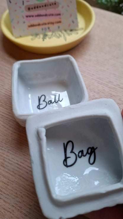 'Ball Bag' Upcycled Floral Square Shaped Trinket Pot