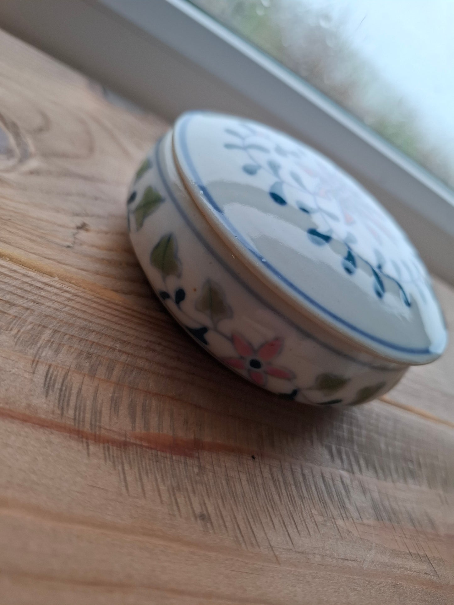 'Beef Curtains' Upcycled Round Patterned Trinket Pot