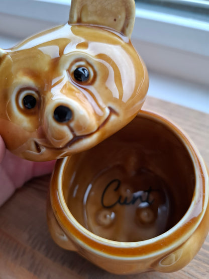 'Cunt' Upcycled Golden Brown Bear Trinket Pot
