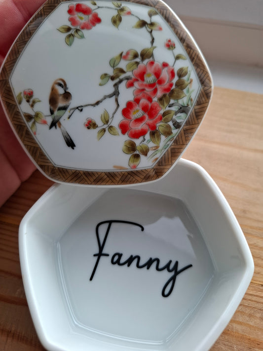 'Fanny Flaps' Upcycled Birdy Floral Trinket Pot