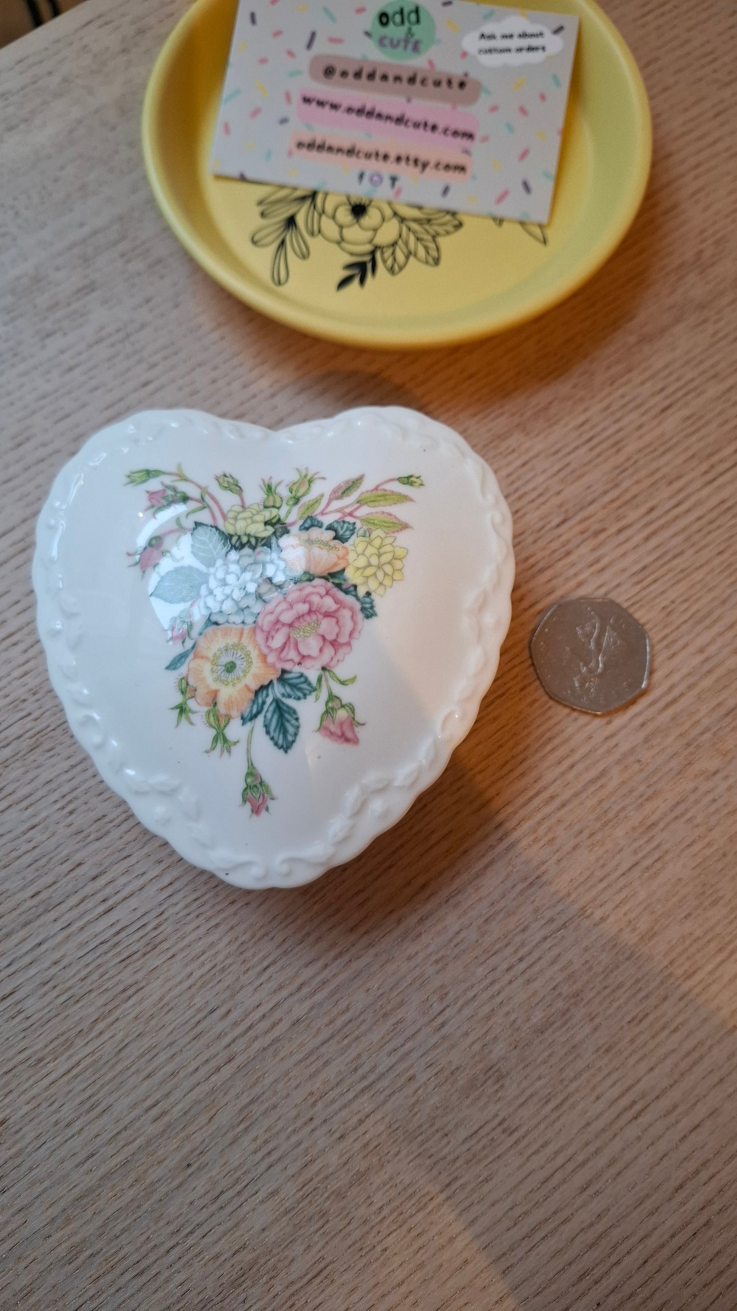 'Fanny Flaps' Upcycled Coalport Heart Shaped Trinket Pot