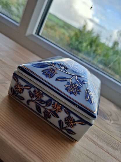 'Eat A Bag Of Dicks' Large Upcycled Blue/White Ceramic Pot