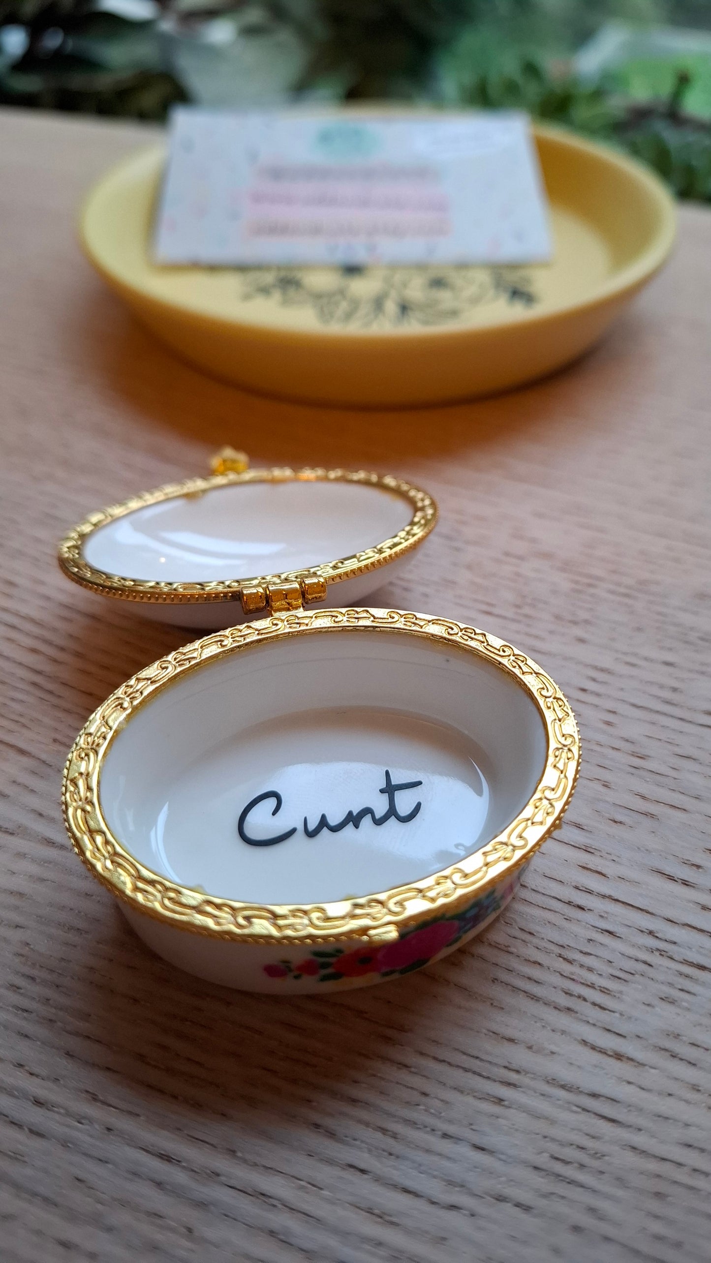 'Cunt' Upcycled Mini Trinket/Pill Pot Red and White Floral