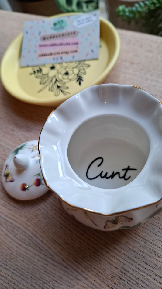 'Cunt' Upcycled Pretty Bag Style Trinket Pot