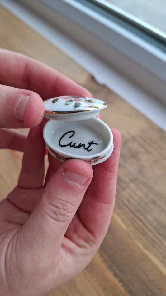 'Cunt' Upcycled TINY Oval Trinket Pot