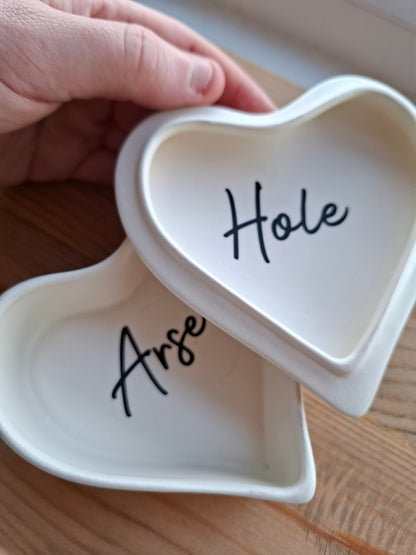'Arse Hole' Upcycled Heart Trinket Pot