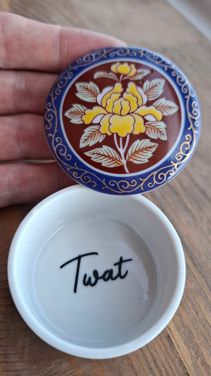 'Twat' Upcycled Small Round Trinket Pot