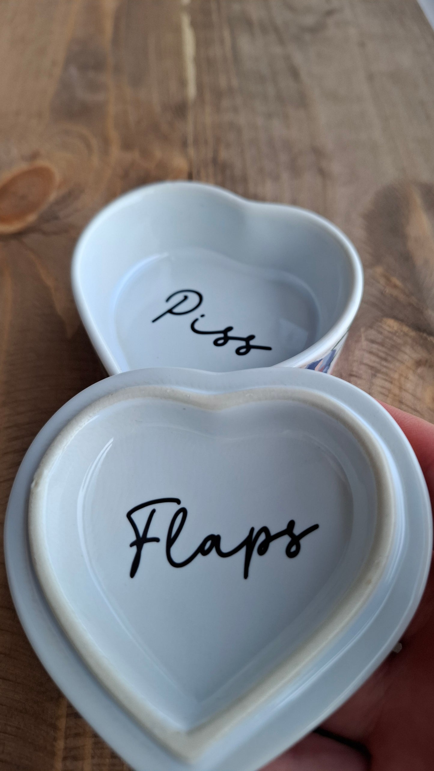 'Piss Flaps' Upcycled Heart Shaped Trinket Pot