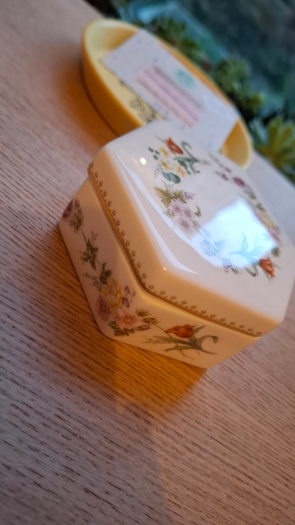 'Rude Ghost' Upcycled Hexagon Floral Trinket Pot