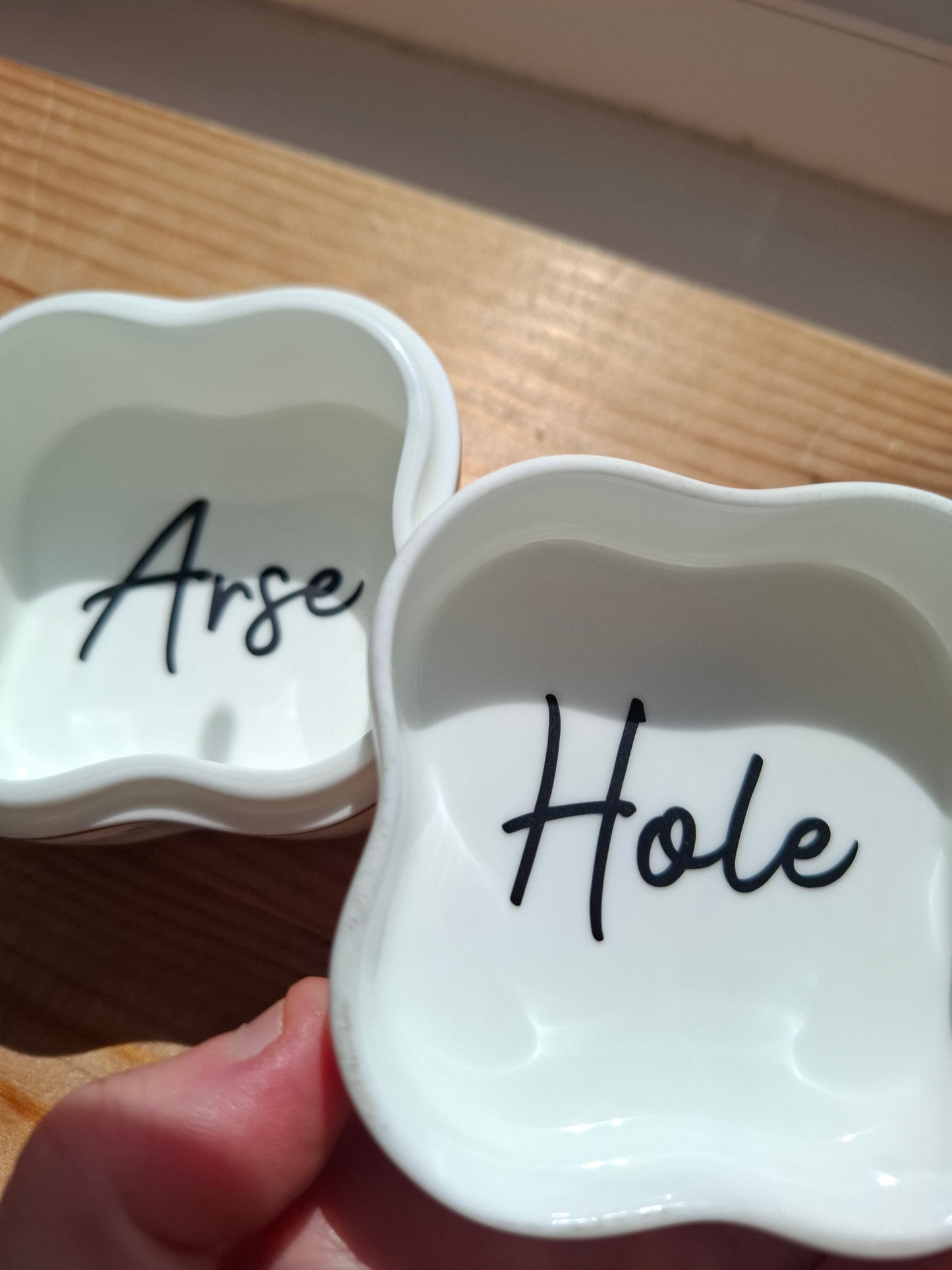 'Arse Hole' Upcycled Chunky Floral Trinket Pot