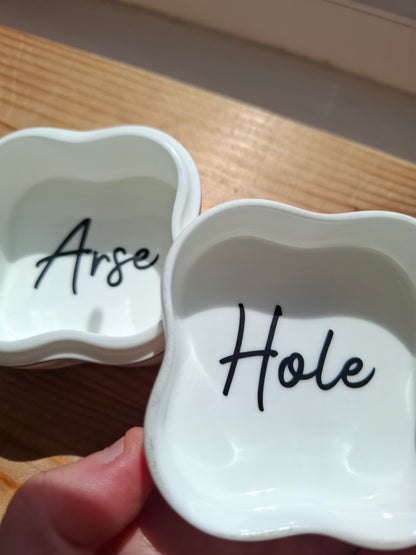 'Arse Hole' Upcycled Chunky Floral Trinket Pot