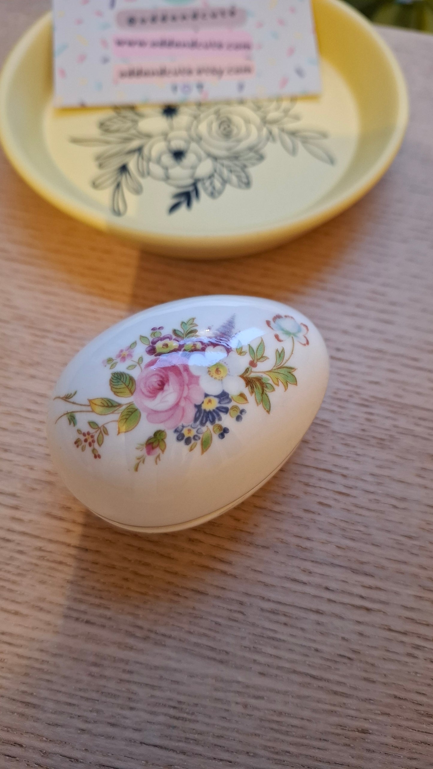 'Cunt' Upcycled Small Pretty Floral Egg Shaped Trinket Pot